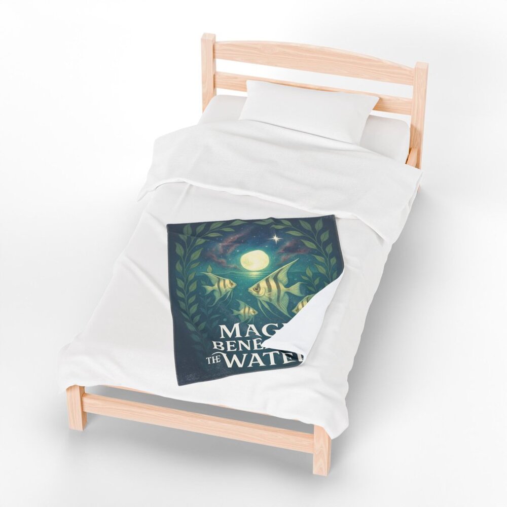 Magic Beneath the Waters - Angel Fish Velveteen Blanket 30"x40" Ocean Sea Throw - Picture 3 of 4